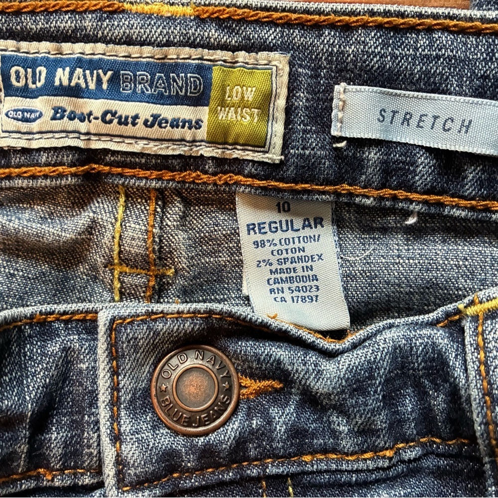 Y2K Old Navy Boot Cut Low Rise Jeans Size 10 Regular Stretch Medium Wash 2005 - Picture 7 of 13